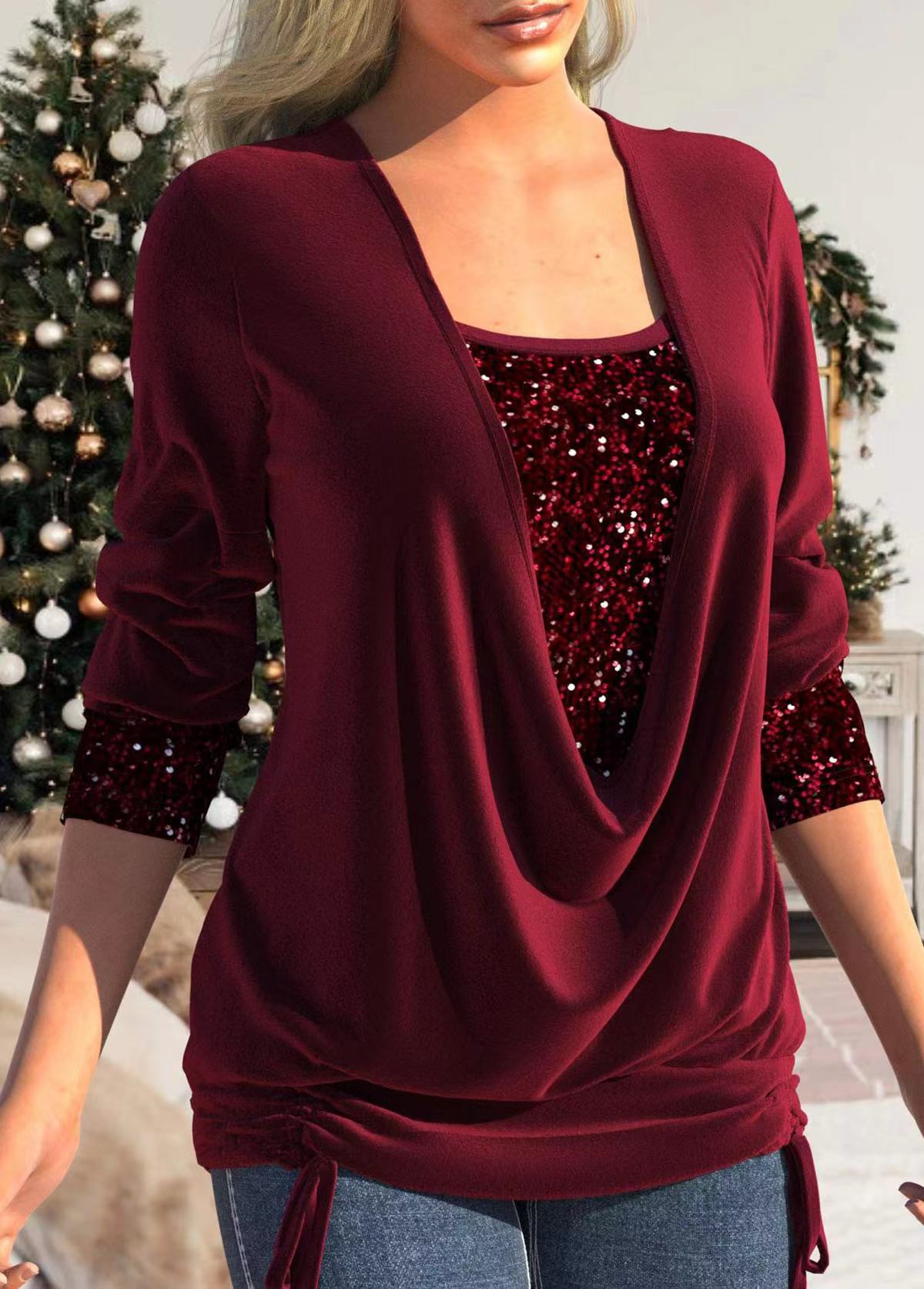 Women's Solid Sequin Casual Top