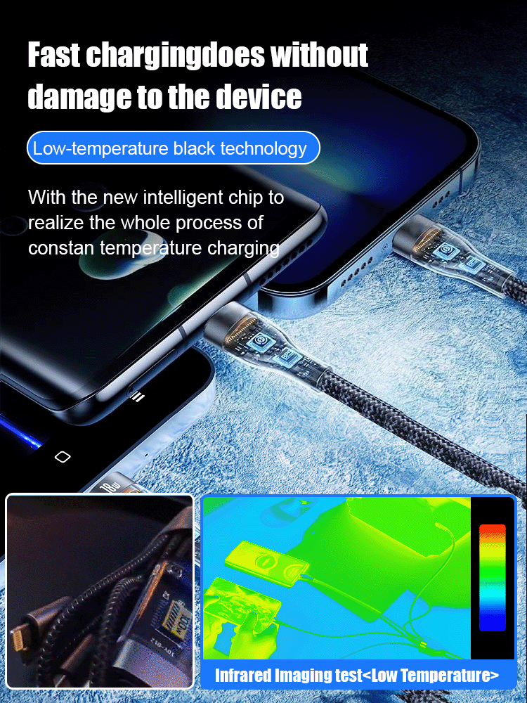 Buy 1 Get 1 Free🔥Transparent Luminous Charging 3-in-1 Data Cable